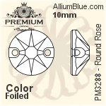 PREMIUM Round Rose Sew-on Stone (PM3288) 10mm - Clear Crystal With Foiling