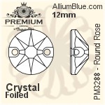PREMIUM Round Rose Sew-on Stone (PM3288) 10mm - Crystal Effect With Foiling
