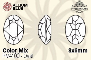 PREMIUM Oval Fancy Stone (PM4100) 8x6mm - Color Mix - 关闭视窗 >> 可点击图片