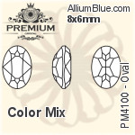 PREMIUM Oval Fancy Stone (PM4100) 8x6mm - Crystal Effect With Foiling