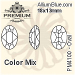 プレミアム Oval ファンシーストーン (PM4100) 18x13mm - カラー Mix
