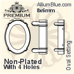 PREMIUM Oval Setting (PM4130/S), With Sew-on Holes, 8x6mm, Unplated Brass