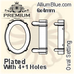 PREMIUM Oval 石座, (PM4130/S), 縫い穴付き, 6x4mm, メッキあり 真鍮