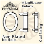 PREMIUM Oval 石座, (PM4130/S), 縫い穴なし, 6x4mm, メッキなし 真鍮