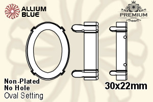 PREMIUM Oval Setting (PM4130/S), No Hole, 30x22mm, Unplated Brass