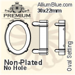 PREMIUM Oval 石座, (PM4130/S), 縫い穴なし, 30x22mm, メッキなし 真鍮