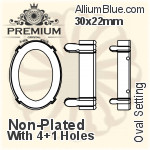 PREMIUM Oval 石座, (PM4130/S), 縫い穴付き, 30x22mm, メッキなし 真鍮