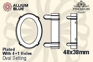 PREMIUM Oval 石座, (PM4130/S), 縫い穴付き, 48x38mm, メッキあり 真鍮 - ウインドウを閉じる