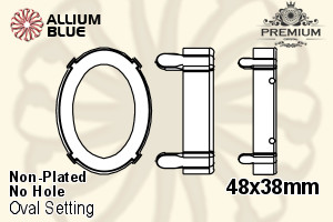 PREMIUM Oval Setting (PM4130/S), No Hole, 48x38mm, Unplated Brass - Click Image to Close