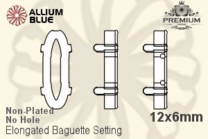PREMIUM Elongated Baguette Setting (PM4161/S), No Hole, 12x6mm, Unplated Brass - Haga Click en la Imagen para Cerrar
