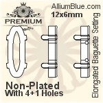 PREMIUM Elongated Baguette Setting (PM4161/S), With Sew-on Holes, 12x6mm, Plated Brass