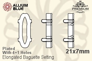 PREMIUM Elongated Baguette Setting (PM4161/S), With Sew-on Holes, 21x7mm, Plated Brass - Click Image to Close