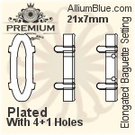 PREMIUM Elongated Baguette 石座, (PM4161/S), 縫い穴なし, 12x6mm, メッキなし 真鍮
