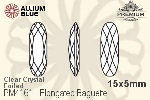 PREMIUM Elongated Baguette Fancy Stone (PM4161) 15x5mm - Clear Crystal With Foiling - Click Image to Close