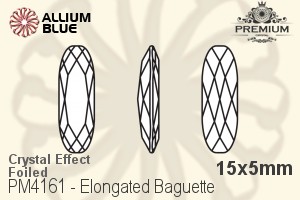 PREMIUM Elongated Baguette Fancy Stone (PM4161) 15x5mm - Crystal Effect With Foiling