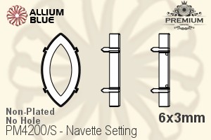 PREMIUM Navette Setting (PM4200/S), No Hole, 6x3mm, Unplated Brass - Click Image to Close