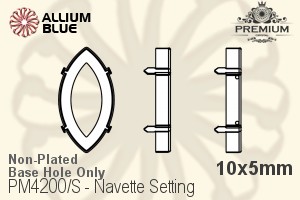PREMIUM Navette Setting (PM4200/S), No Hole, 10x5mm, Unplated Brass - Haga Click en la Imagen para Cerrar