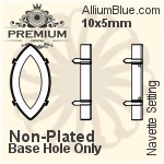 PREMIUM Navette Setting (PM4200/S), With Sew-on Holes, 6x3mm, Plated Brass