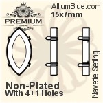 PREMIUM Navette Setting (PM4200/S), With Sew-on Holes, 12x6mm, Plated Brass