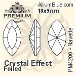 PREMIUM Navette Fancy Stone (PM4200) 15x7mm - Clear Crystal With Foiling