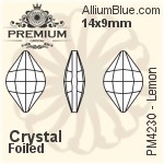 PREMIUM Lemon Fancy Stone (PM4230) 14x9mm - Crystal Effect With Foiling