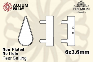 PREMIUM Pear Setting (PM4300/S), No Hole, 6x3.6mm, Unplated Brass