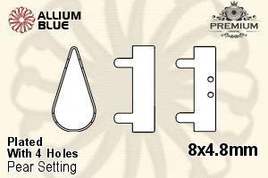 PREMIUM Pear Setting (PM4300/S), With Sew-on Holes, 8x4.8mm, Plated Brass - Haga Click en la Imagen para Cerrar
