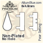 PREMIUM Pear 石座, (PM4300/S), 縫い穴なし, 8x4.8mm, メッキなし 真鍮