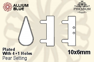 PREMIUM Pear 石座, (PM4300/S), 縫い穴付き, 10x6mm, メッキあり 真鍮 - ウインドウを閉じる