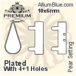 PREMIUM Pear Setting (PM4300/S), With Sew-on Holes, 13x7.8mm, Plated Brass