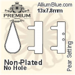 PREMIUM Pear Setting (PM4300/S), With Sew-on Holes, 8x4.8mm, Unplated Brass