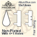 PREMIUM Pear 石座, (PM4300/S), 縫い穴なし, 10x6mm, メッキなし 真鍮