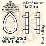 PREMIUM Pear Setting (PM4320/S), With Sew-on Holes, 18x13mm, Unplated Brass