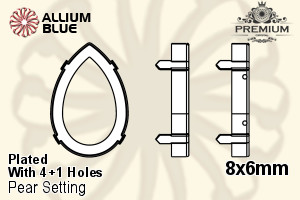 PREMIUM Pear Setting (PM4320/S), With Sew-on Holes, 8x6mm, Plated Brass - Haga Click en la Imagen para Cerrar