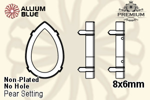PREMIUM Pear Setting (PM4320/S), No Hole, 8x6mm, Unplated Brass - 關閉視窗 >> 可點擊圖片