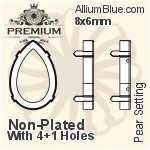 PREMIUM Pear 石座, (PM4320/S), 縫い穴付き, 8x6mm, メッキなし 真鍮