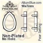PREMIUM Pear 石座, (PM4320/S), 縫い穴なし, 10x7mm, メッキなし 真鍮
