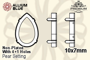 PREMIUM Pear Setting (PM4320/S), With Sew-on Holes, 10x7mm, Unplated Brass - Click Image to Close