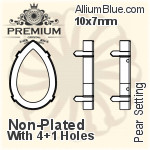 PREMIUM Pear Setting (PM4320/S), With Sew-on Holes, 10x7mm, Plated Brass