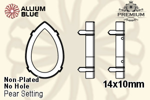 PREMIUM Pear Setting (PM4320/S), No Hole, 14x10mm, Unplated Brass - Click Image to Close