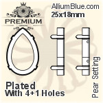 PREMIUM Pear 石座, (PM4320/S), 縫い穴付き, 25x18mm, メッキあり 真鍮