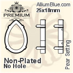PREMIUM Pear 石座, (PM4320/S), 縫い穴なし, 25x18mm, メッキなし 真鍮