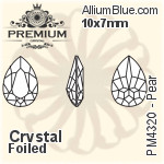 PREMIUM Pear Fancy Stone (PM4320) 10x7mm - Clear Crystal With Foiling