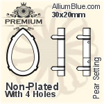 PREMIUM Pear Setting (PM4327/S), With Sew-on Holes, 40x27mm, Unplated Brass