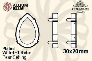PREMIUM Pear Setting (PM4327/S), With Sew-on Holes, 30x20mm, Plated Brass - Haga Click en la Imagen para Cerrar