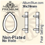PREMIUM Pear Setting (PM4327/S), With Sew-on Holes, 30x20mm, Plated Brass