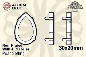 PREMIUM Pear Setting (PM4327/S), With Sew-on Holes, 30x20mm, Unplated Brass - 關閉視窗 >> 可點擊圖片