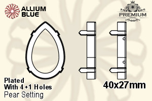 PREMIUM Pear Setting (PM4327/S), With Sew-on Holes, 40x27mm, Plated Brass - Click Image to Close