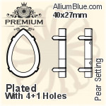 PREMIUM Pear Setting (PM4327/S), With Sew-on Holes, 40x27mm, Plated Brass