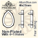 PREMIUM Pear 石座, (PM4327/S), 縫い穴付き, 40x27mm, メッキなし 真鍮